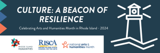 Arts and Humanities Month logo with a lighthouse on it